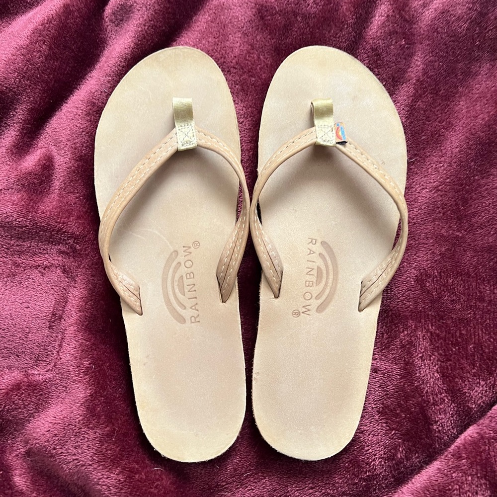 Rainbow flip flops
